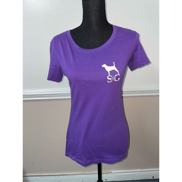 Shrimp & Grits Purple Short Sleeve Dog Logo Tee Shirt - Picture 1 of 4